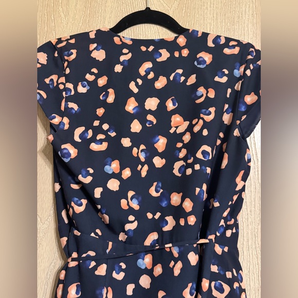 Hutch Clara Leopard Dress  Navy and Peach Wrap Dress - Picture 11 of 12